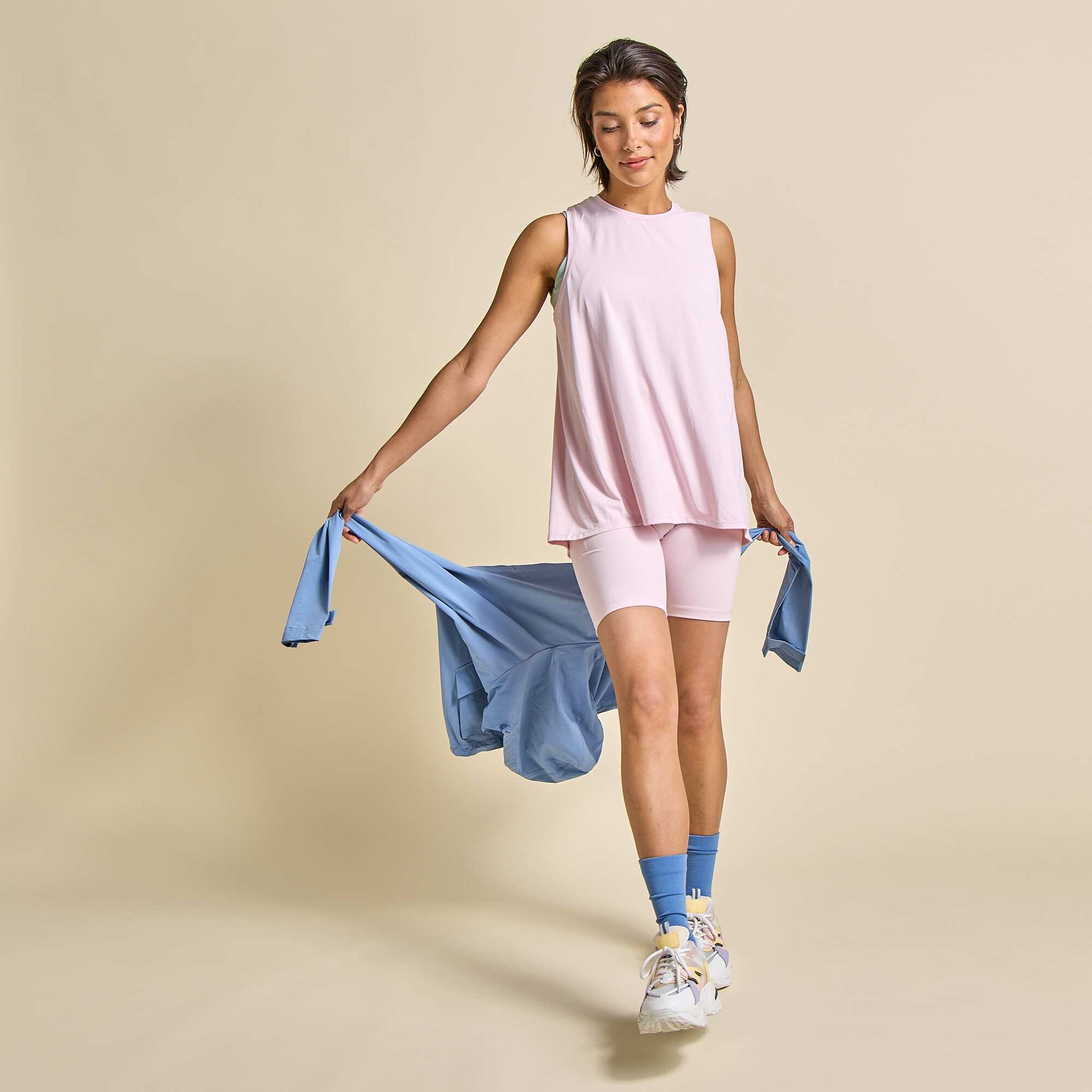 Flowing tank top with wide armholes PINK