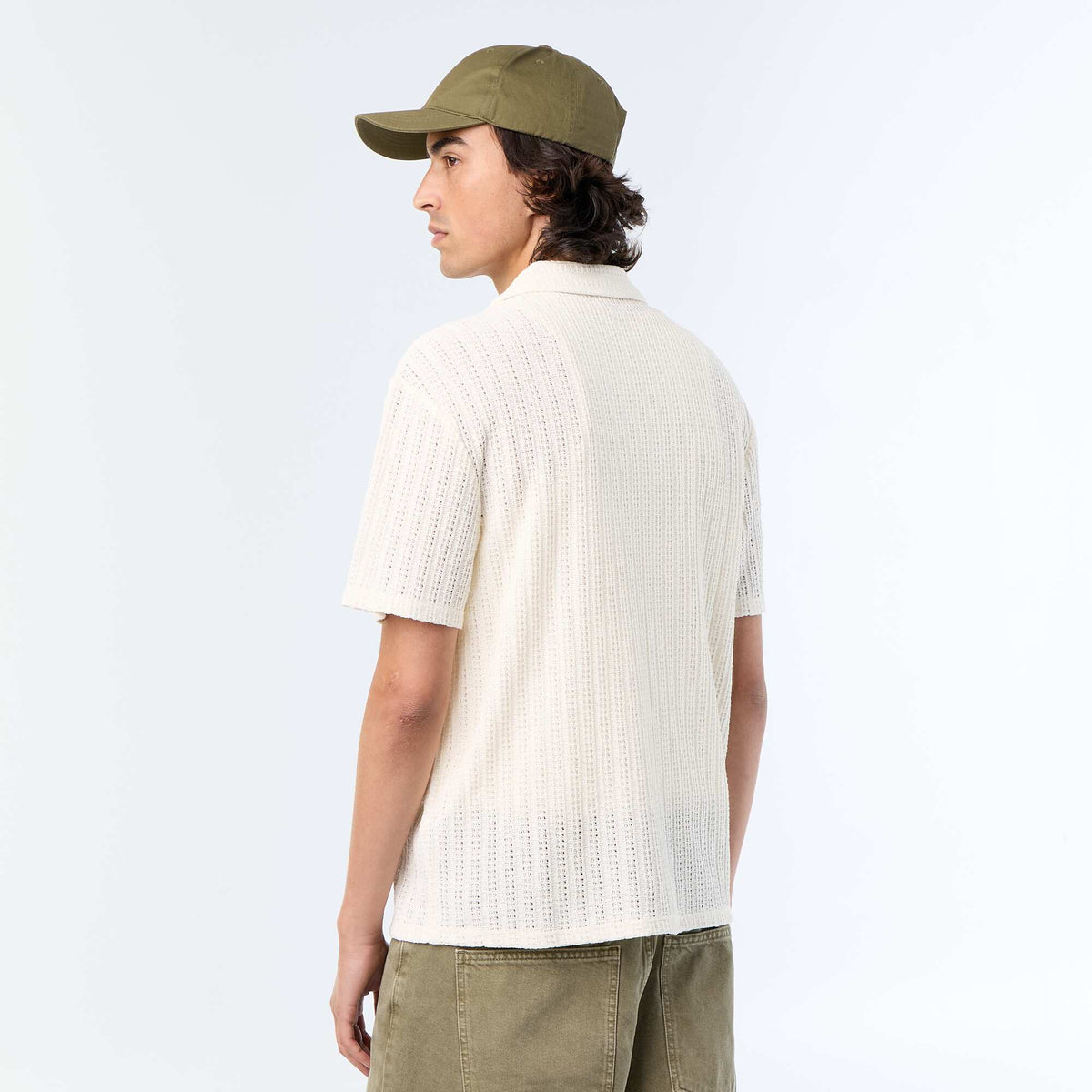 Open-knit Short-Sleeved Shirt WHITE