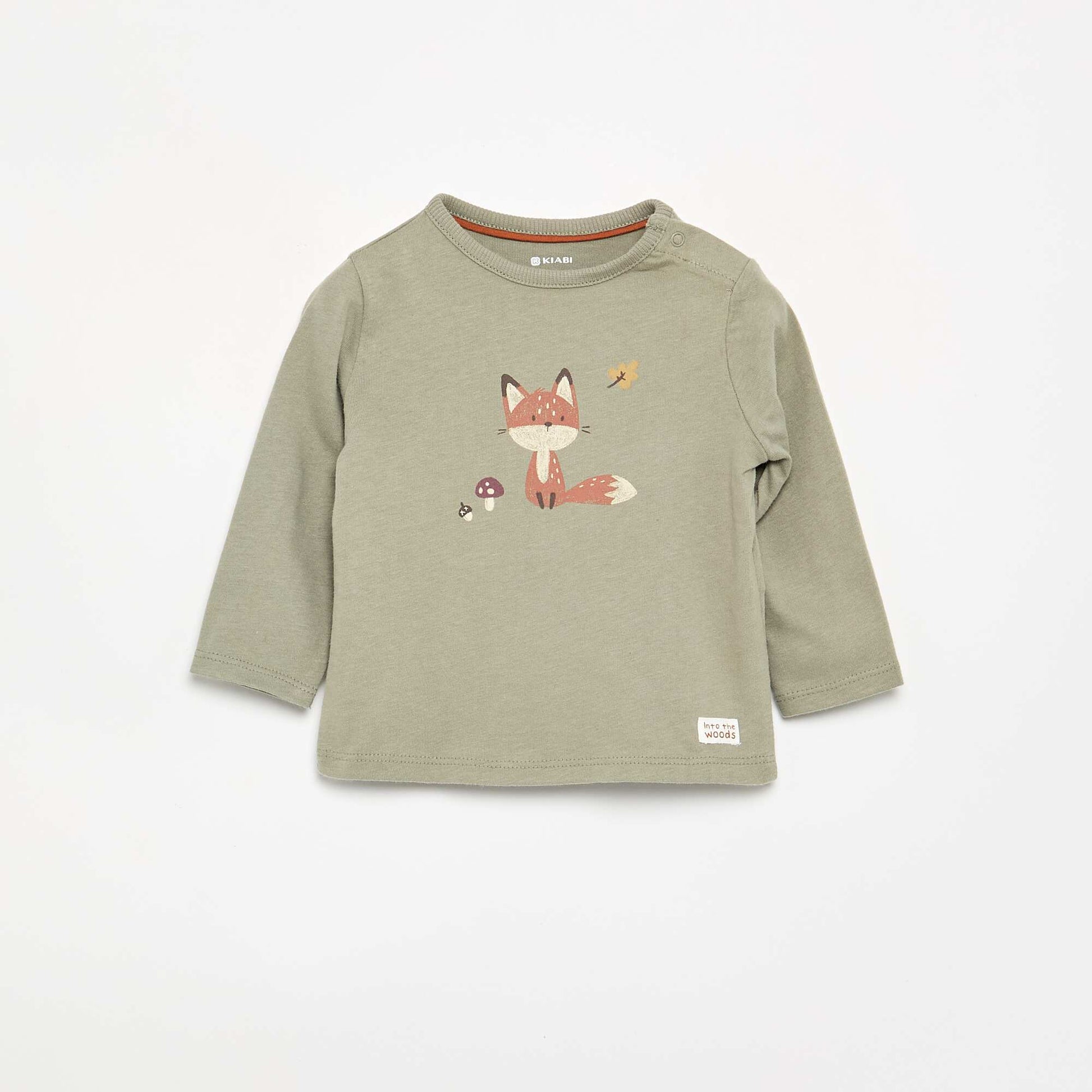 Printed long-sleeved T-shirt GREEN