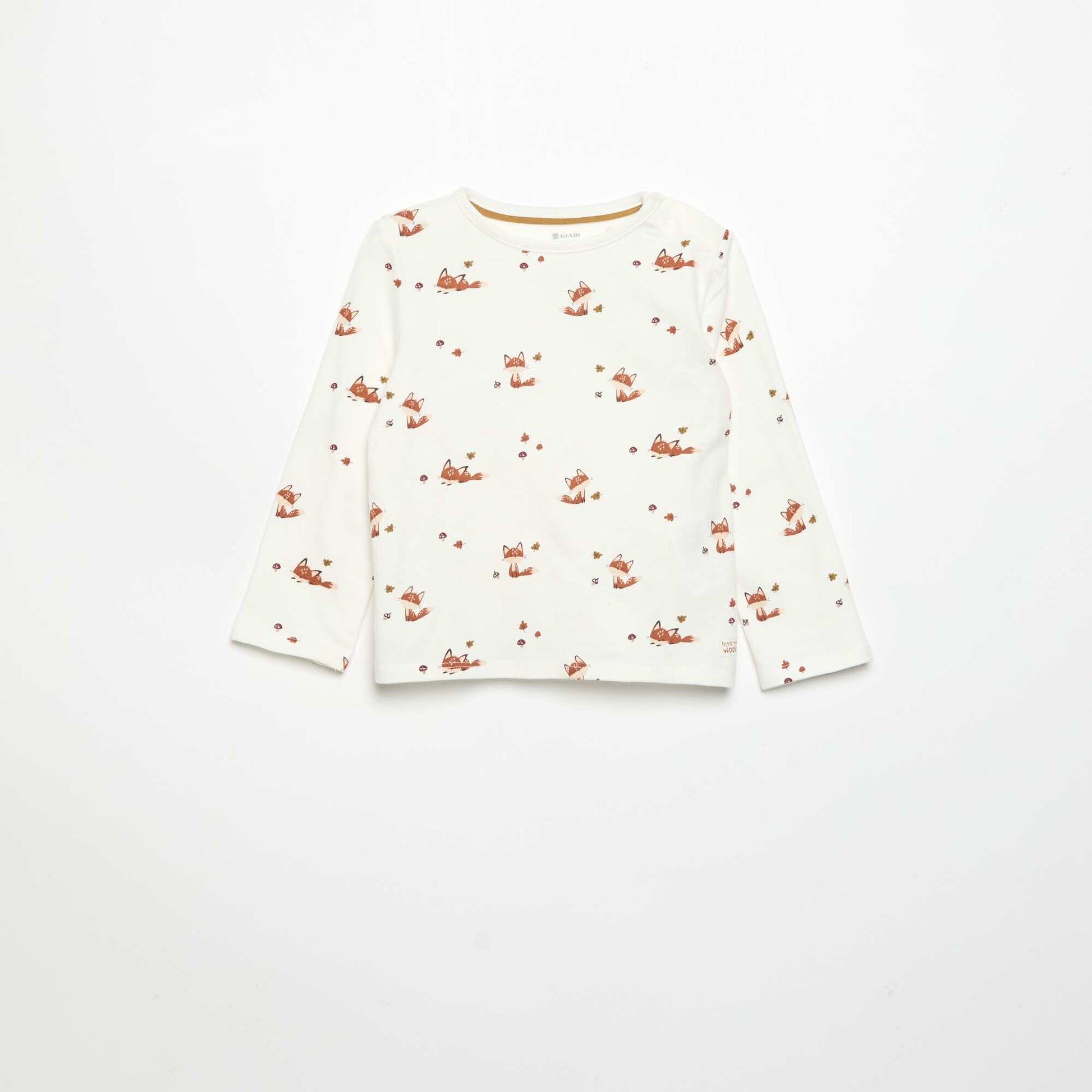 Long-sleeved printed T-shirt BEIGE