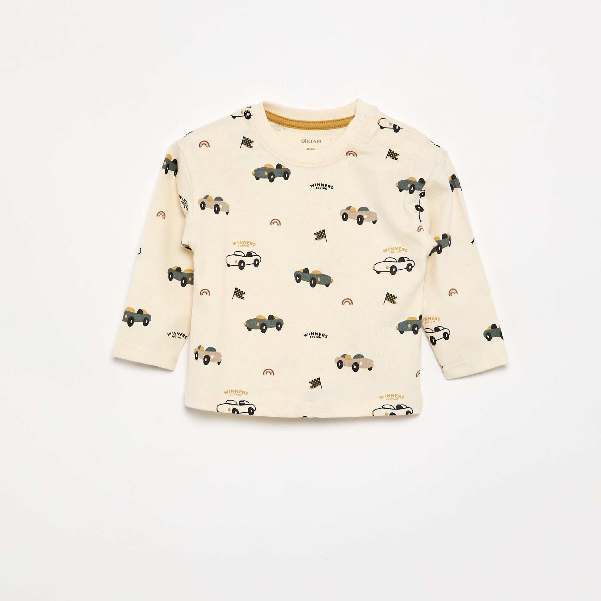 Printed long-sleeved T-shirt WHITE