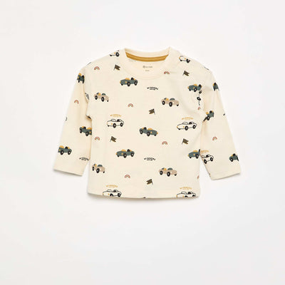 Printed long-sleeved T-shirt WHITE
