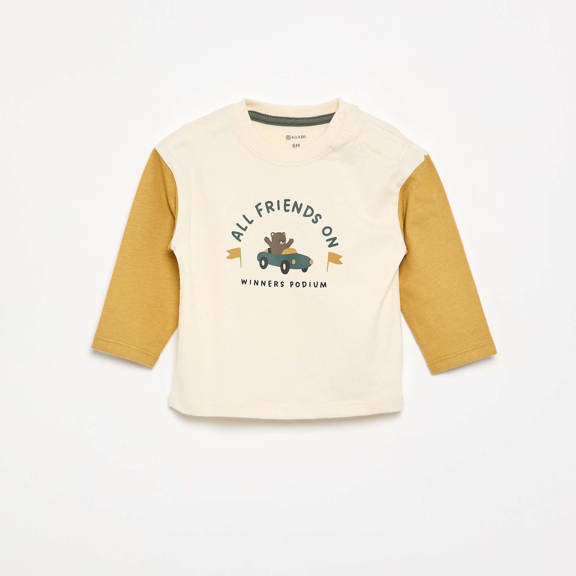 Printed long-sleeved T-shirt WHITE