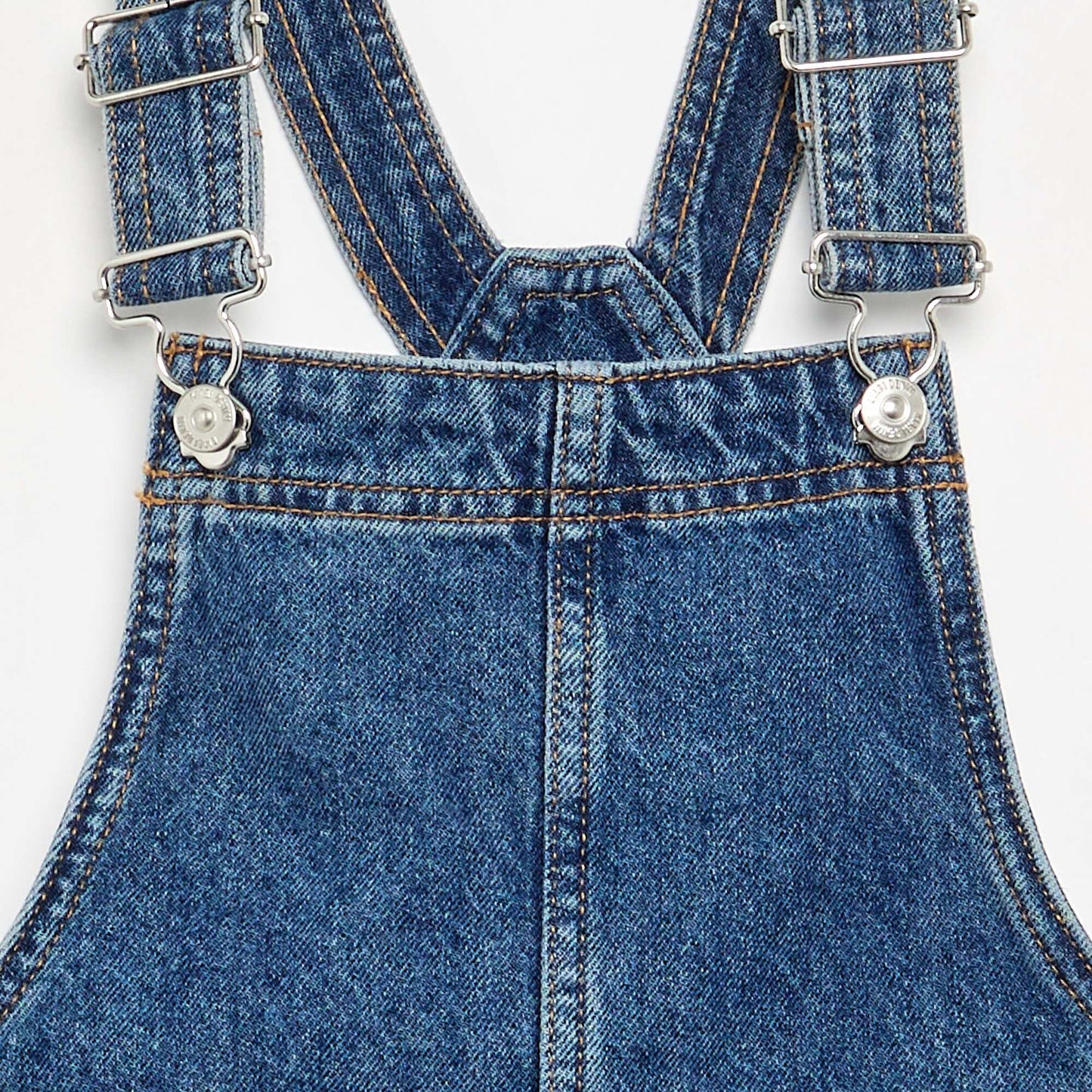 Denim pinafore dress with 2 patch pockets BLUE