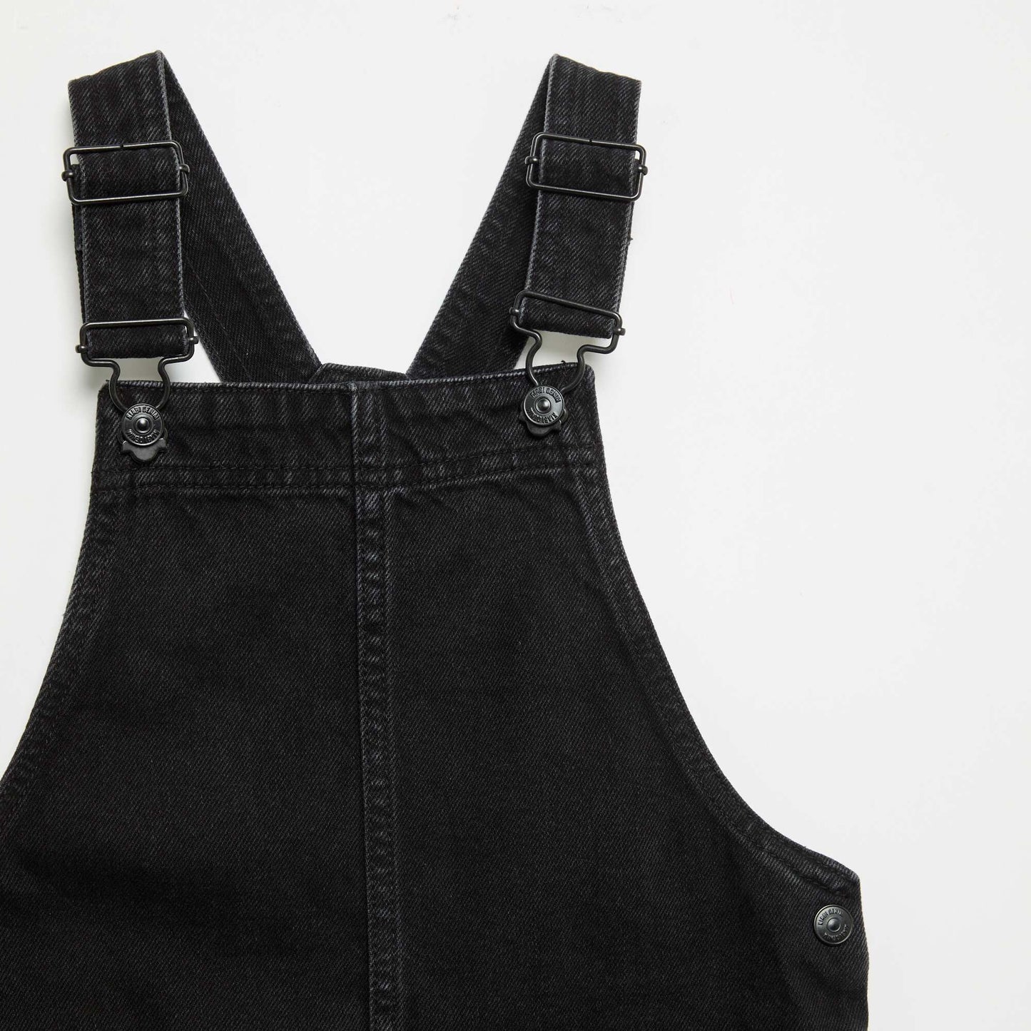 Denim dungaree dress with 2 patch pockets BLACK