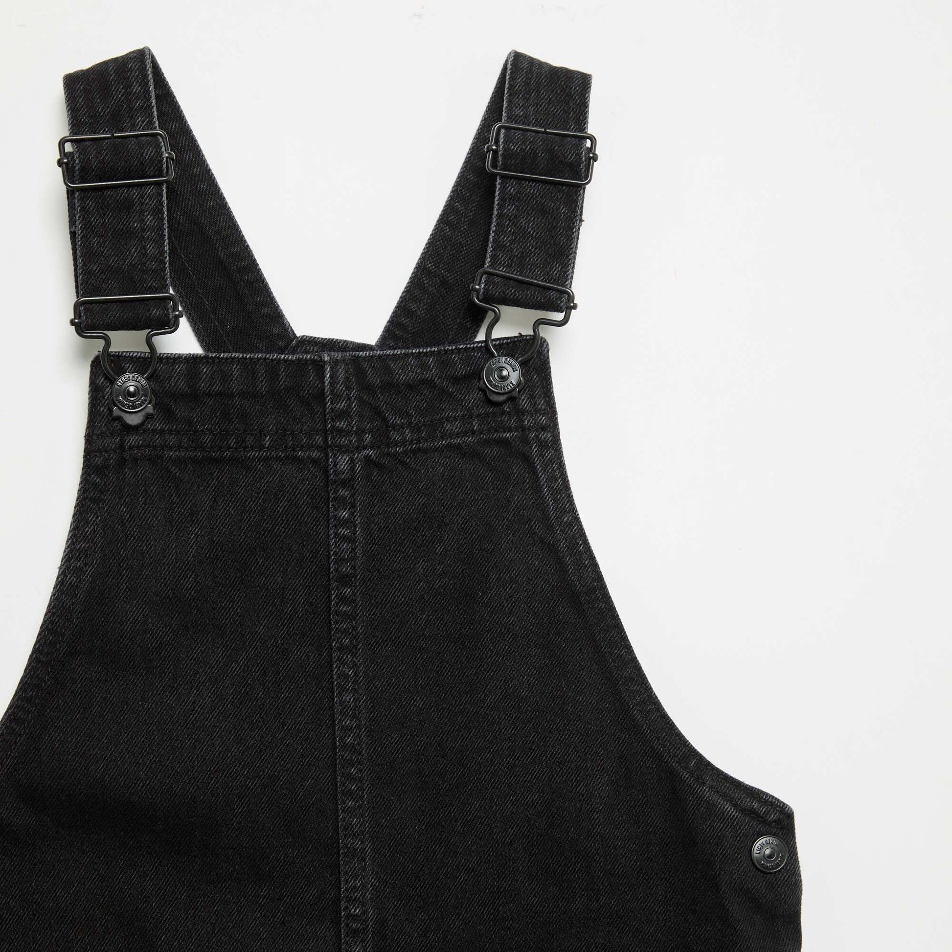 Denim dungaree dress with 2 patch pockets BLACK