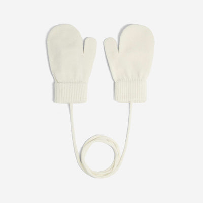 Pair of Mittens with Connecting Cord WHITE