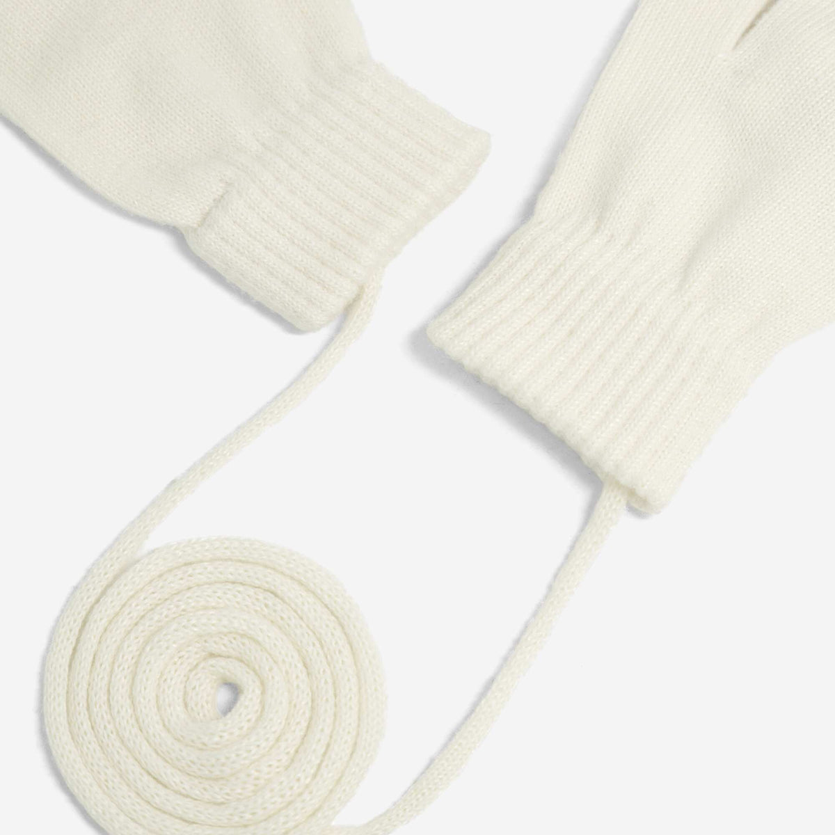 Pair of Mittens with Connecting Cord WHITE