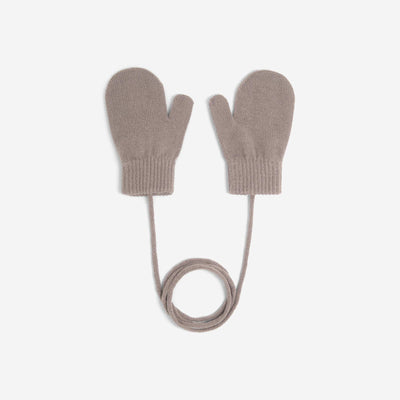 Mittens with Connecting Cord BEIGE