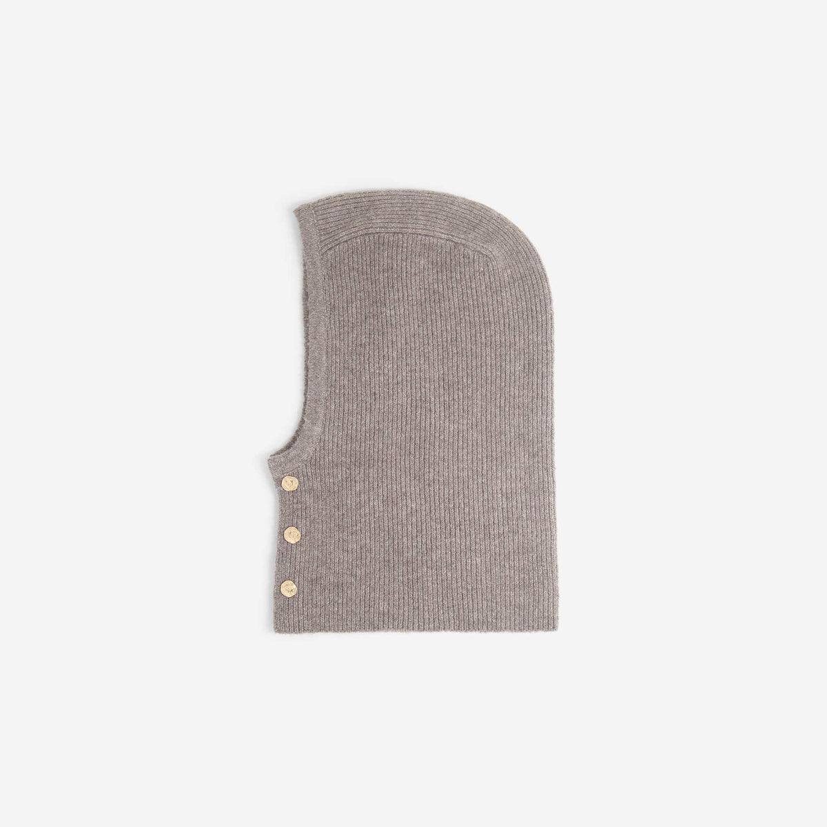 Knitted Balaclava with Decorative Gold Buttons BEIGE