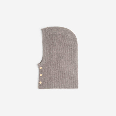 Knitted Balaclava with Decorative Gold Buttons BEIGE