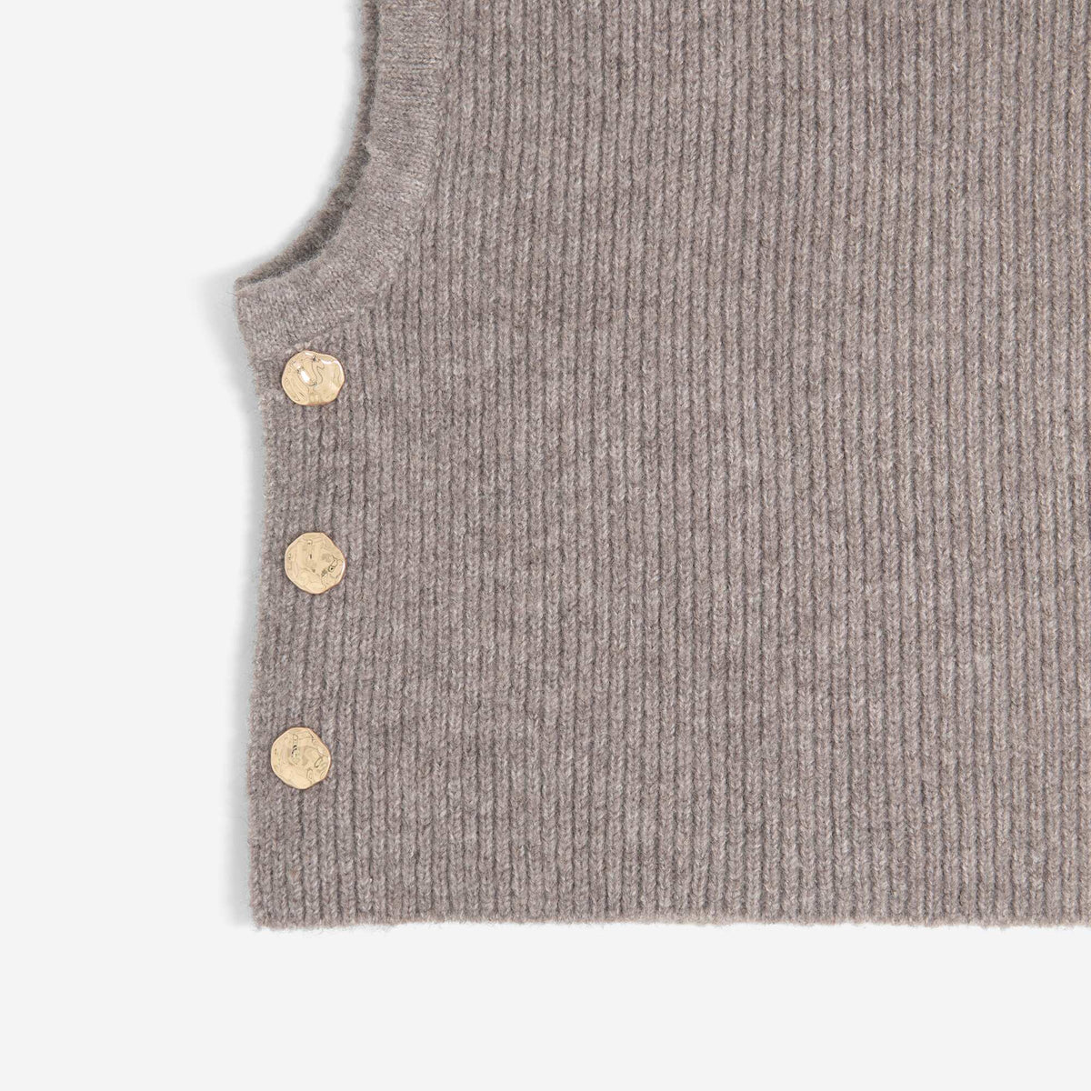 Knitted Balaclava with Decorative Gold Buttons BEIGE