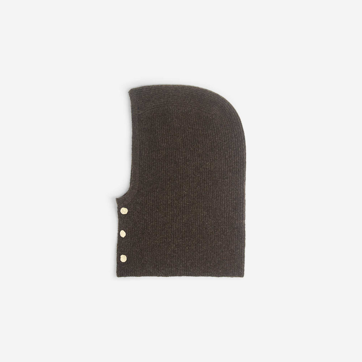 Knitted Balaclava with Decorative Gold Buttons BROWN