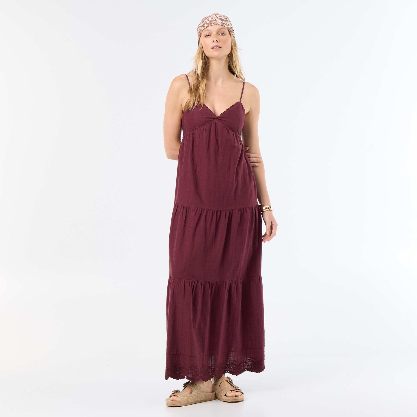 Tiered long dress RED