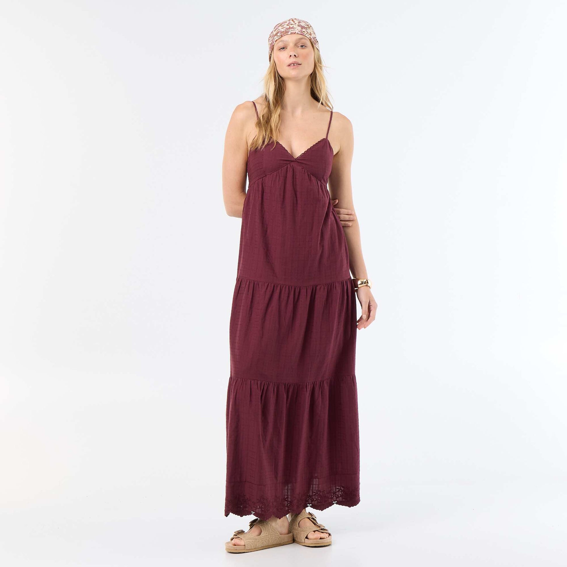 Tiered long dress RED