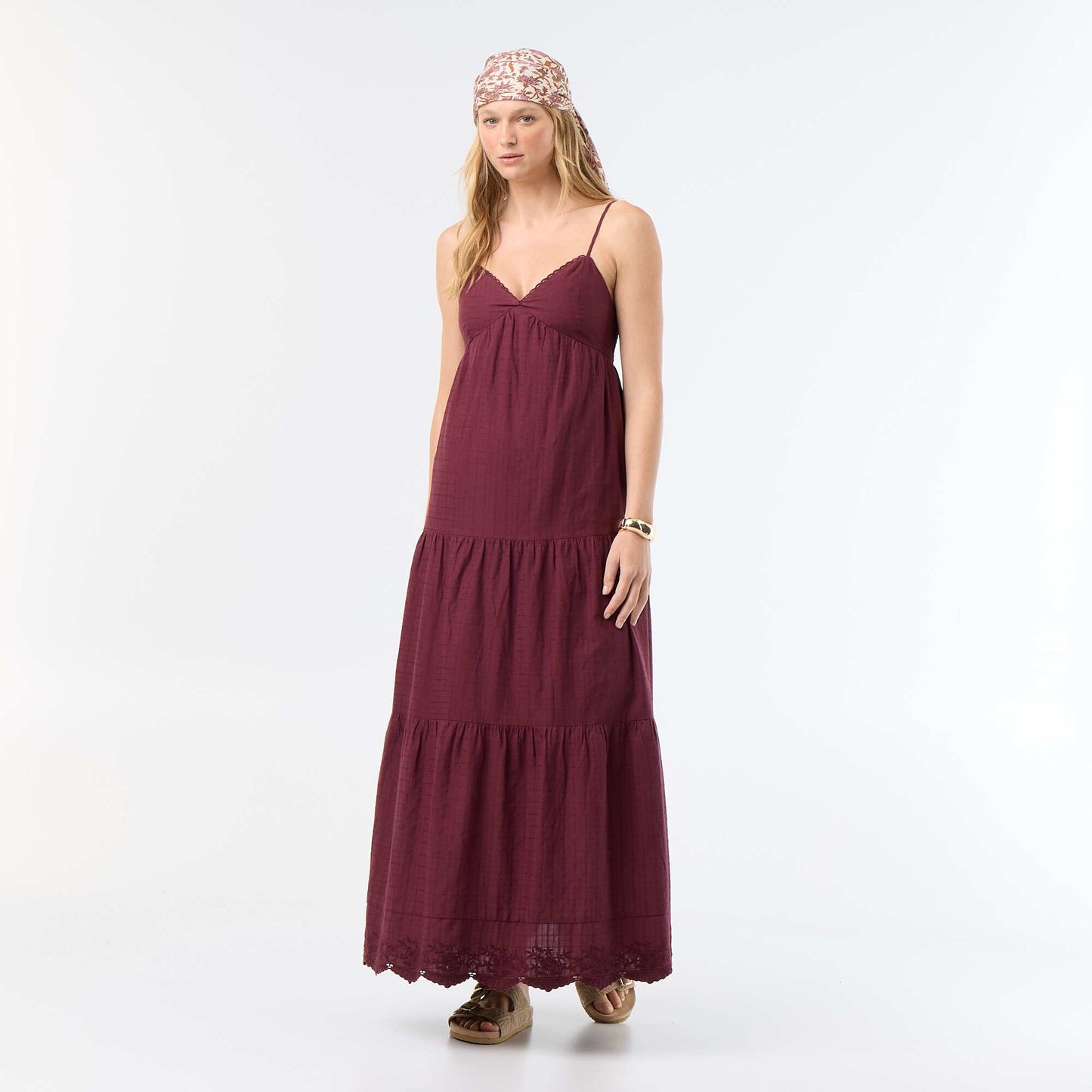 Tiered long dress RED