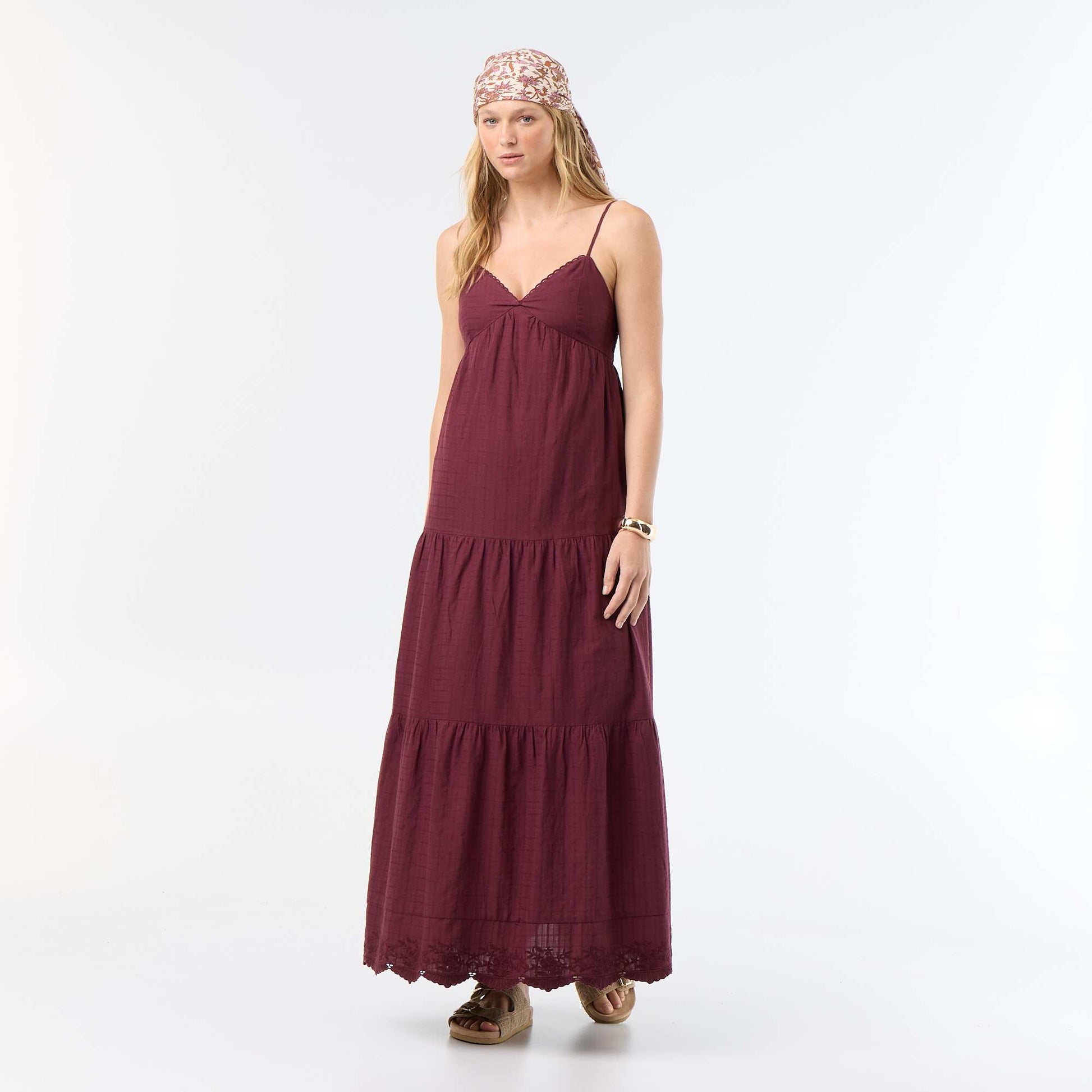 Tiered long dress RED