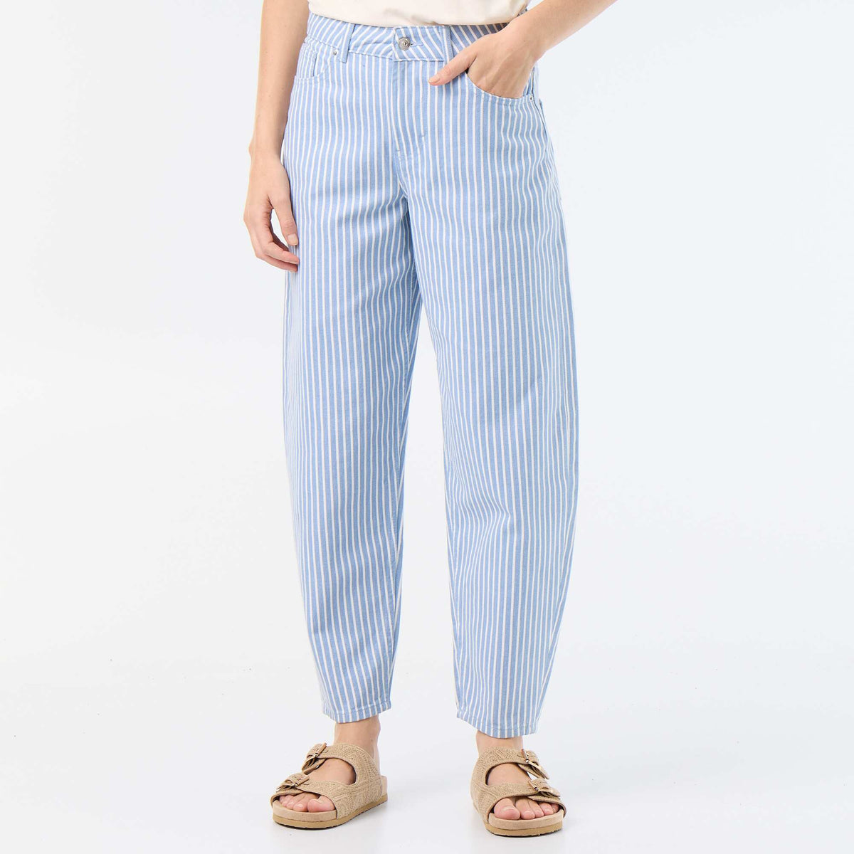 High-waisted balloon-leg trousers BLUE