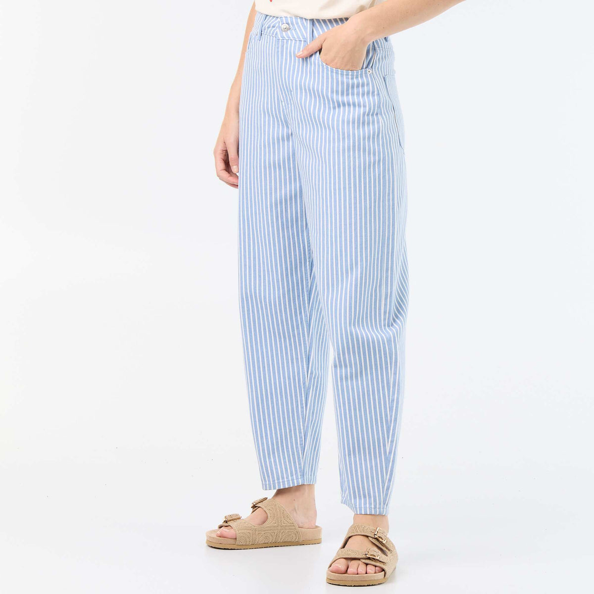 High-waisted balloon-leg trousers BLUE