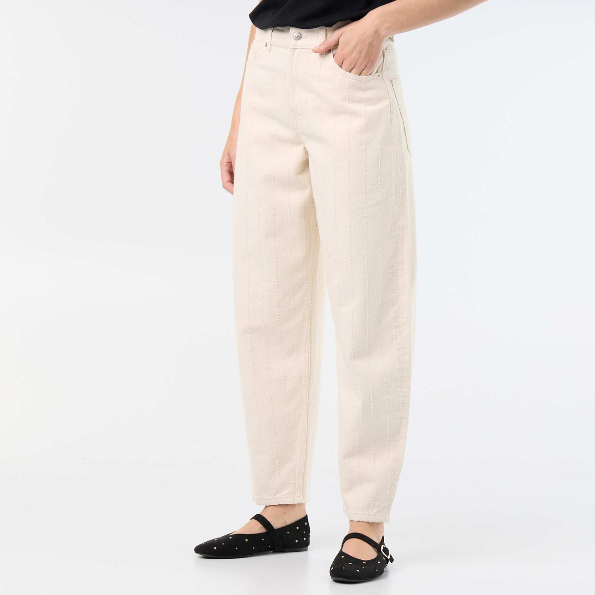 High-waisted balloon-leg trousers WHITE