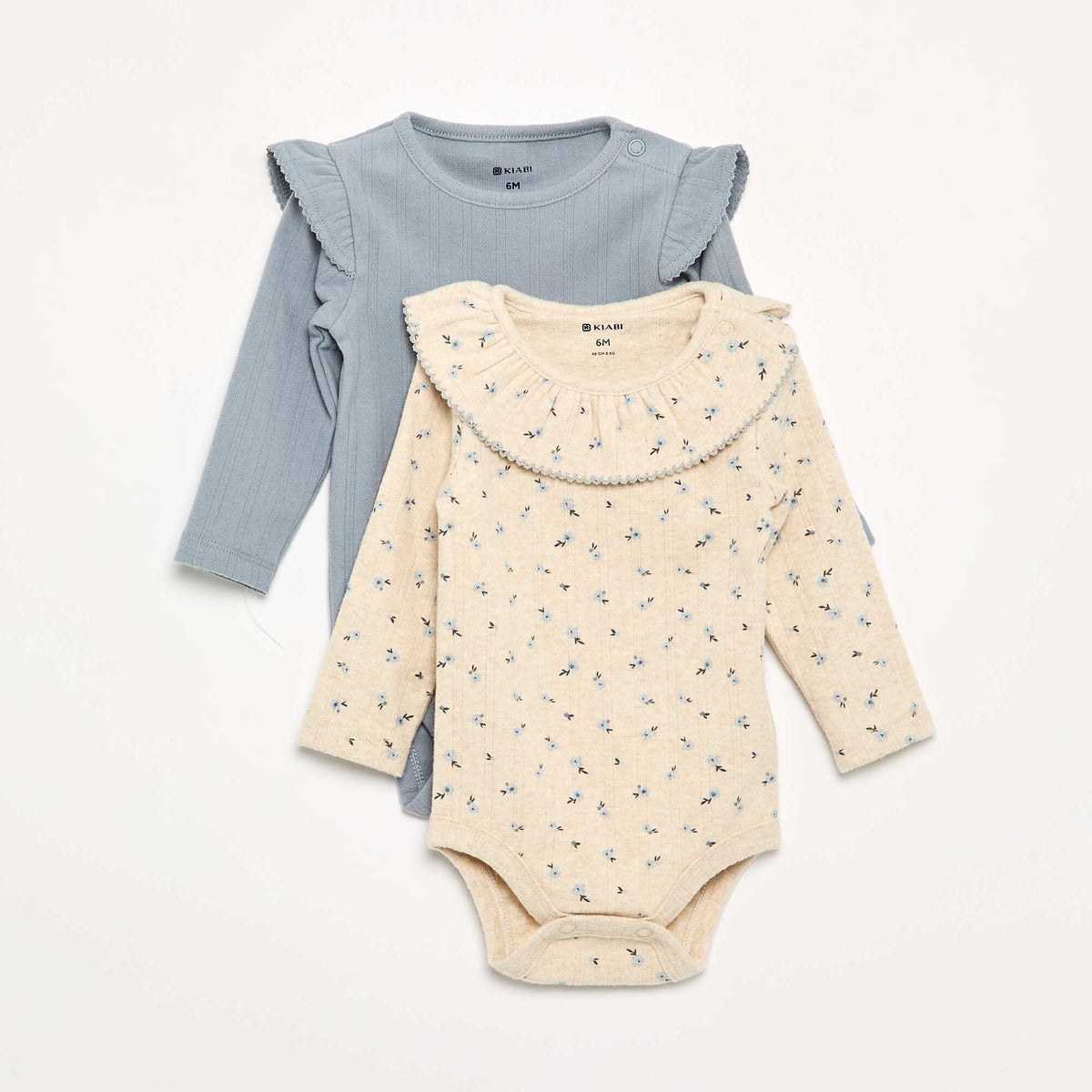Patterned Bodysuits with Frilled Collar BEIGE
