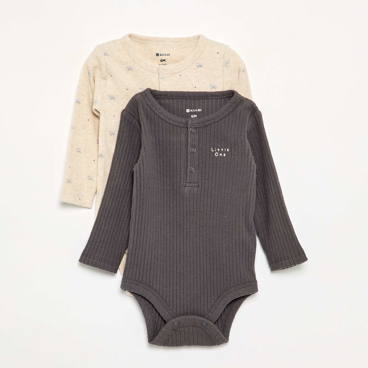 2-pack of long-sleeved bodysuits BEIGE
