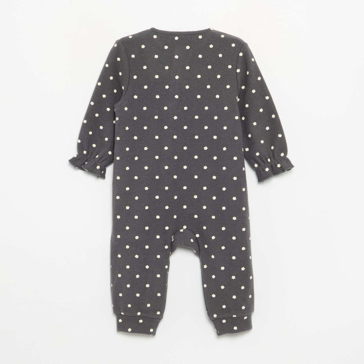 Velour Long-Sleeved Footless Sleepsuit GREY