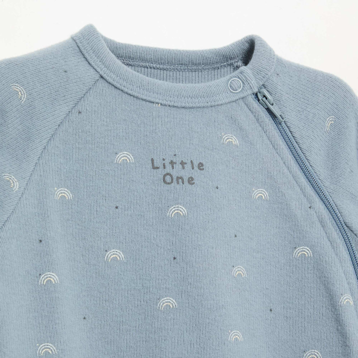 Velour Long-Sleeve Footless Sleepsuit BLUE