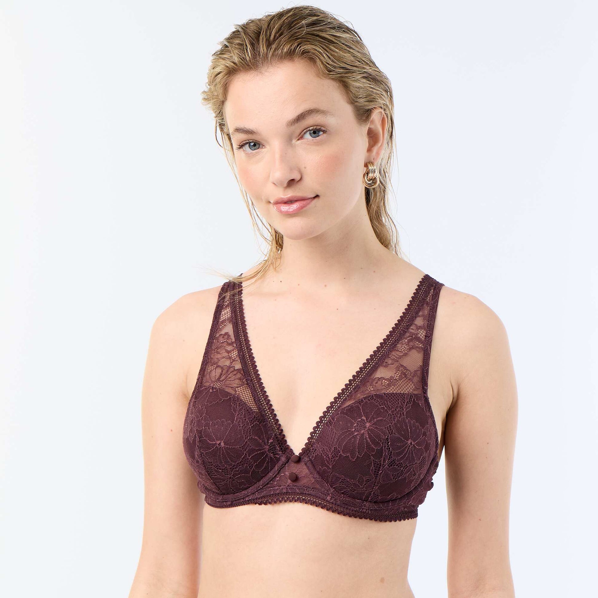 Lace balconette bra PURPLE