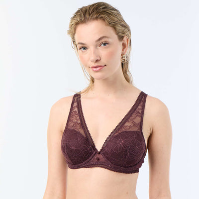 Lace balconette bra PURPLE