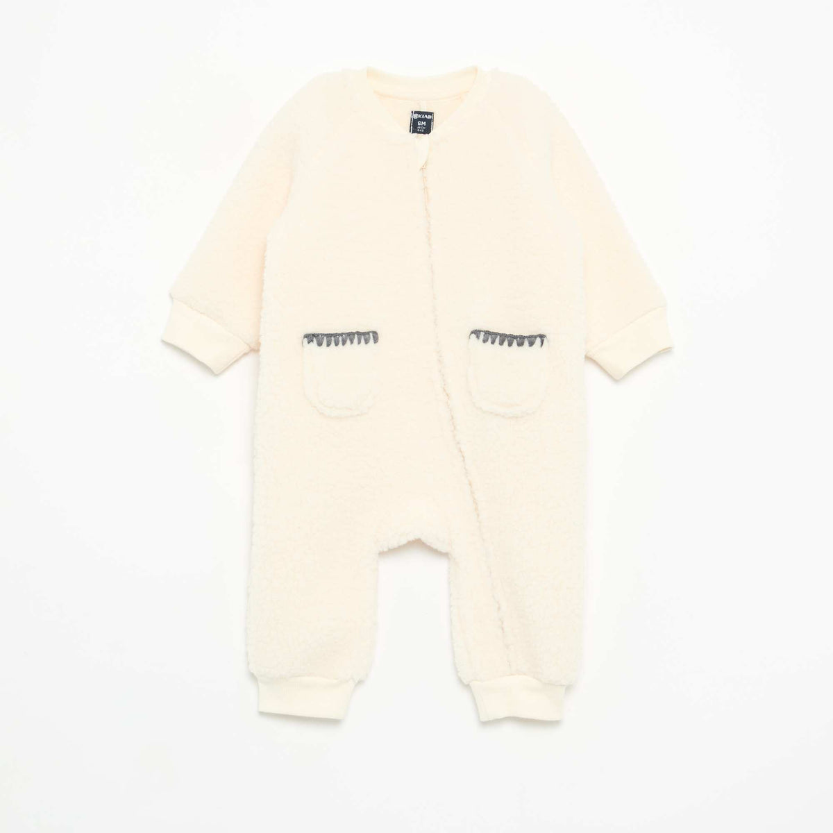 Ultra-Warm Brushed Fleece Baby Sleepsuit WHITE