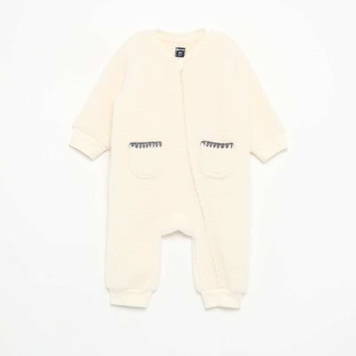 Ultra-Warm Brushed Fleece Baby Sleepsuit WHITE