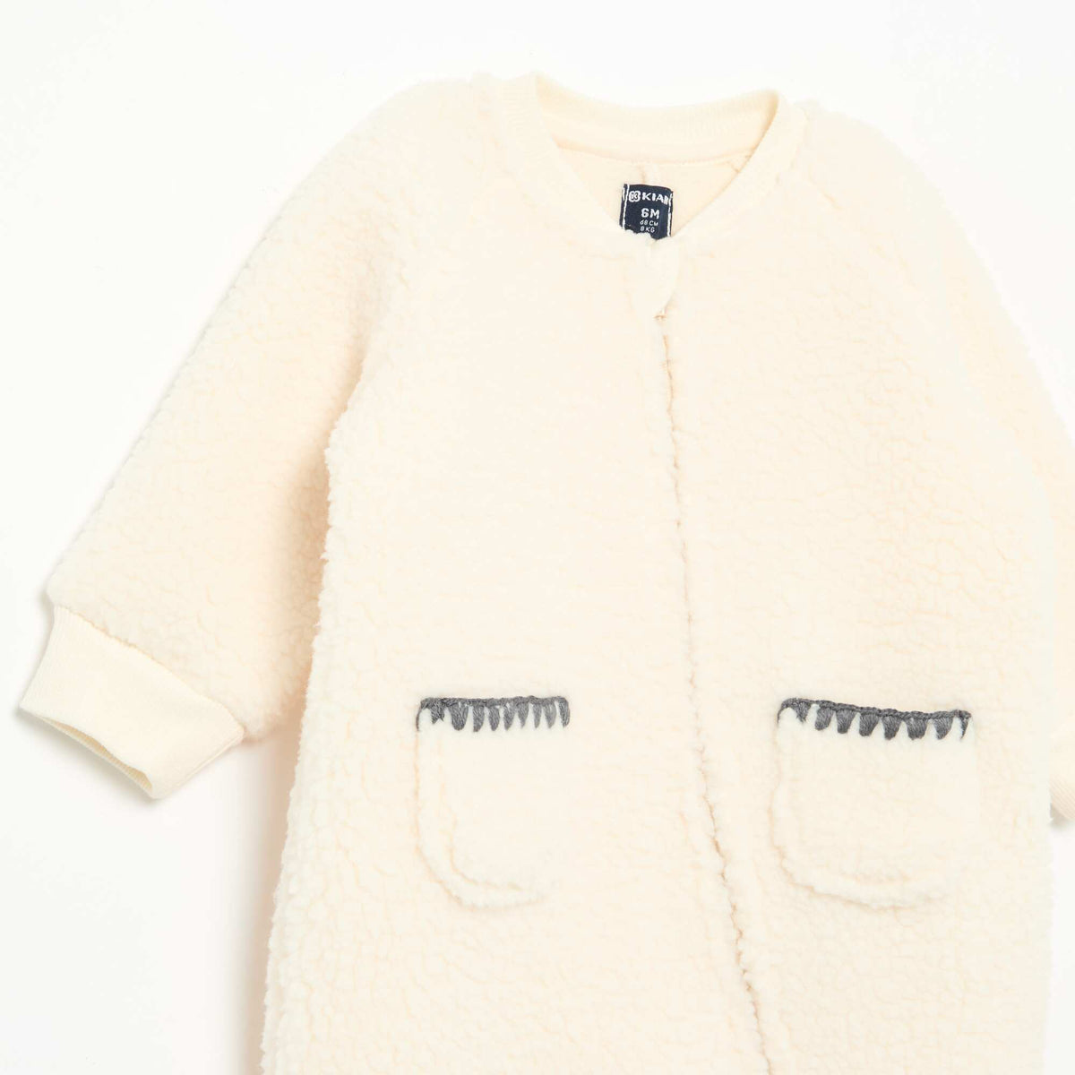Ultra-Warm Brushed Fleece Baby Sleepsuit WHITE