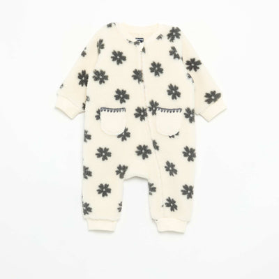 Ultra-Warm Fleece Baby Sleepsuit WHITE