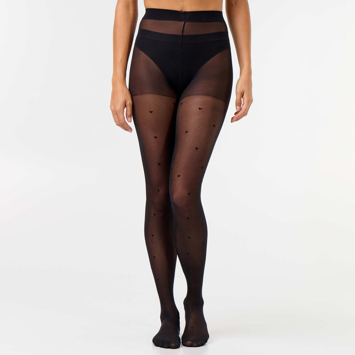 Heart-patterned tights BLACK