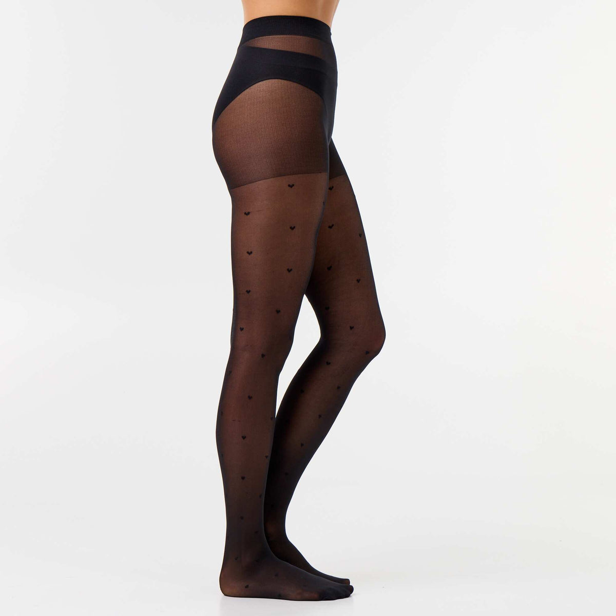 Heart-patterned tights BLACK