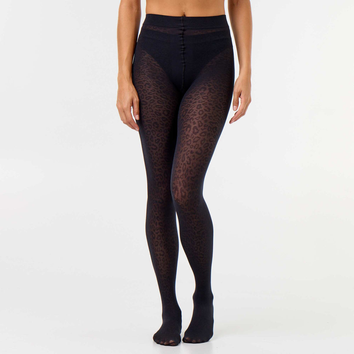 Leopard Print Tights BLACK