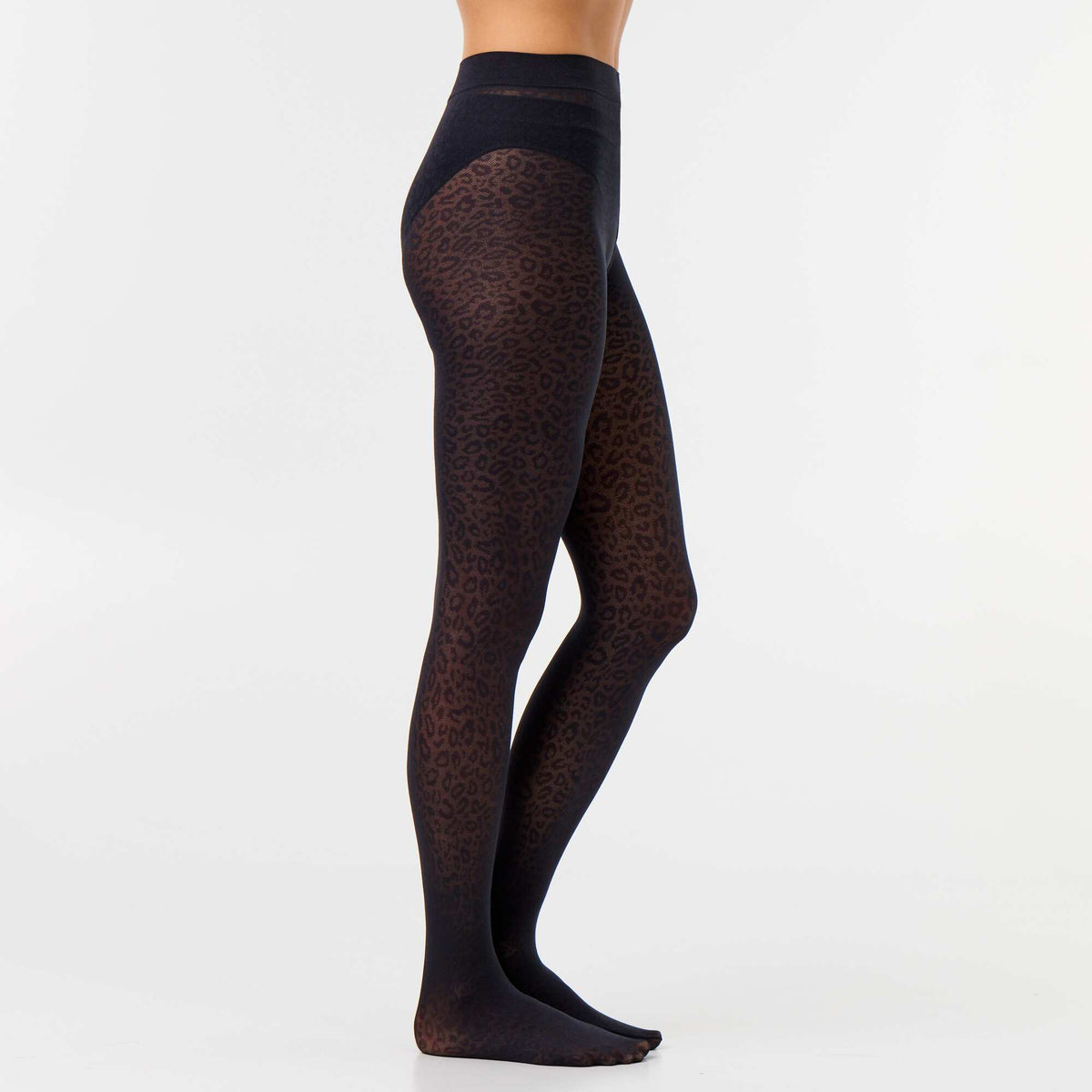 Leopard Print Tights BLACK