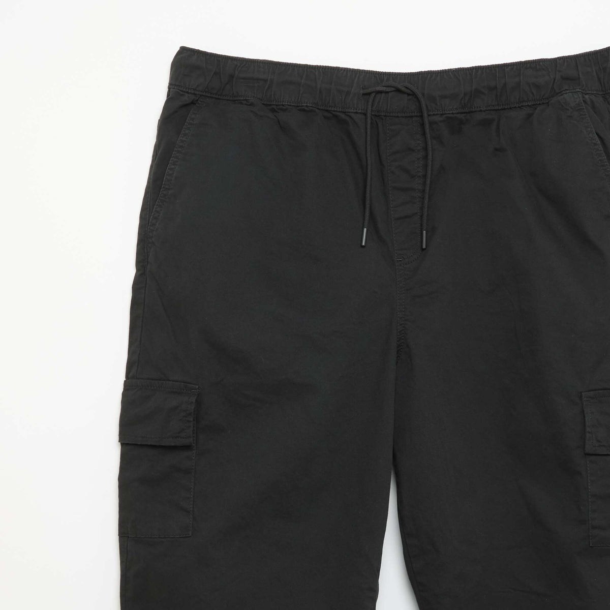 Wide twill trousers BLACK