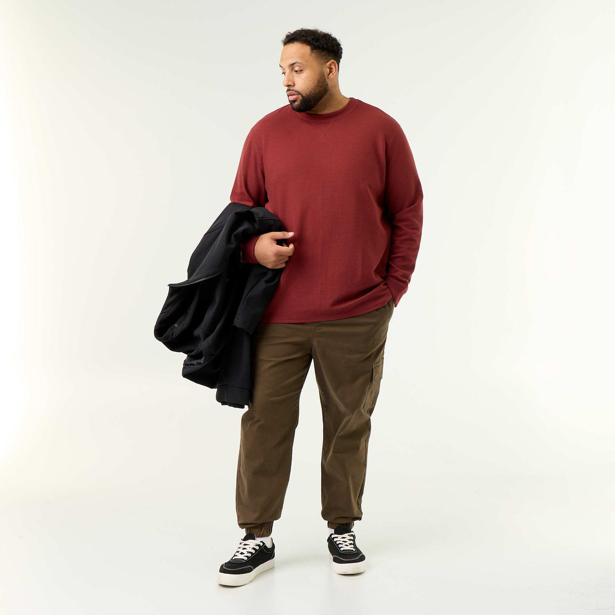 Wide twill trousers BROWN
