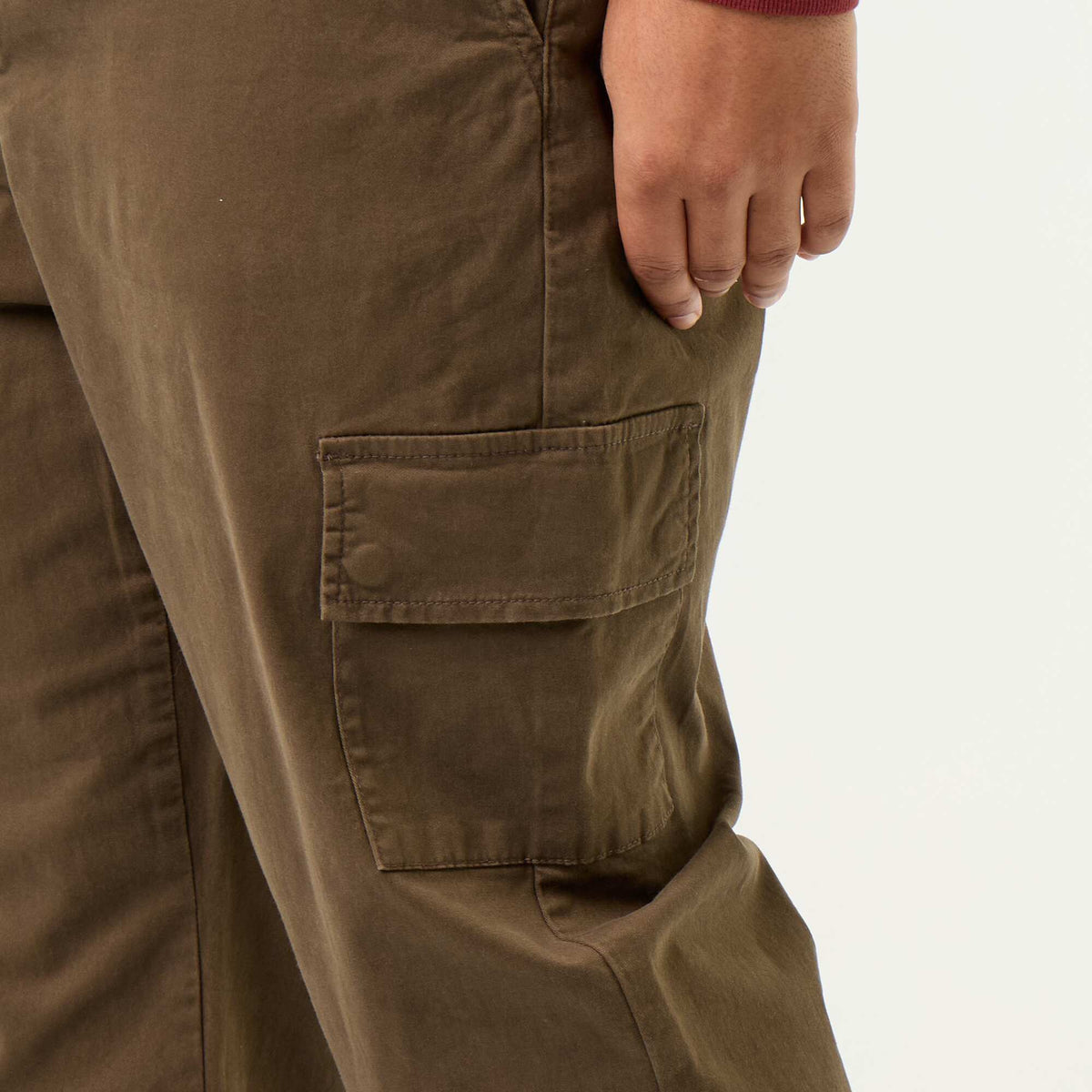 Wide twill trousers BROWN