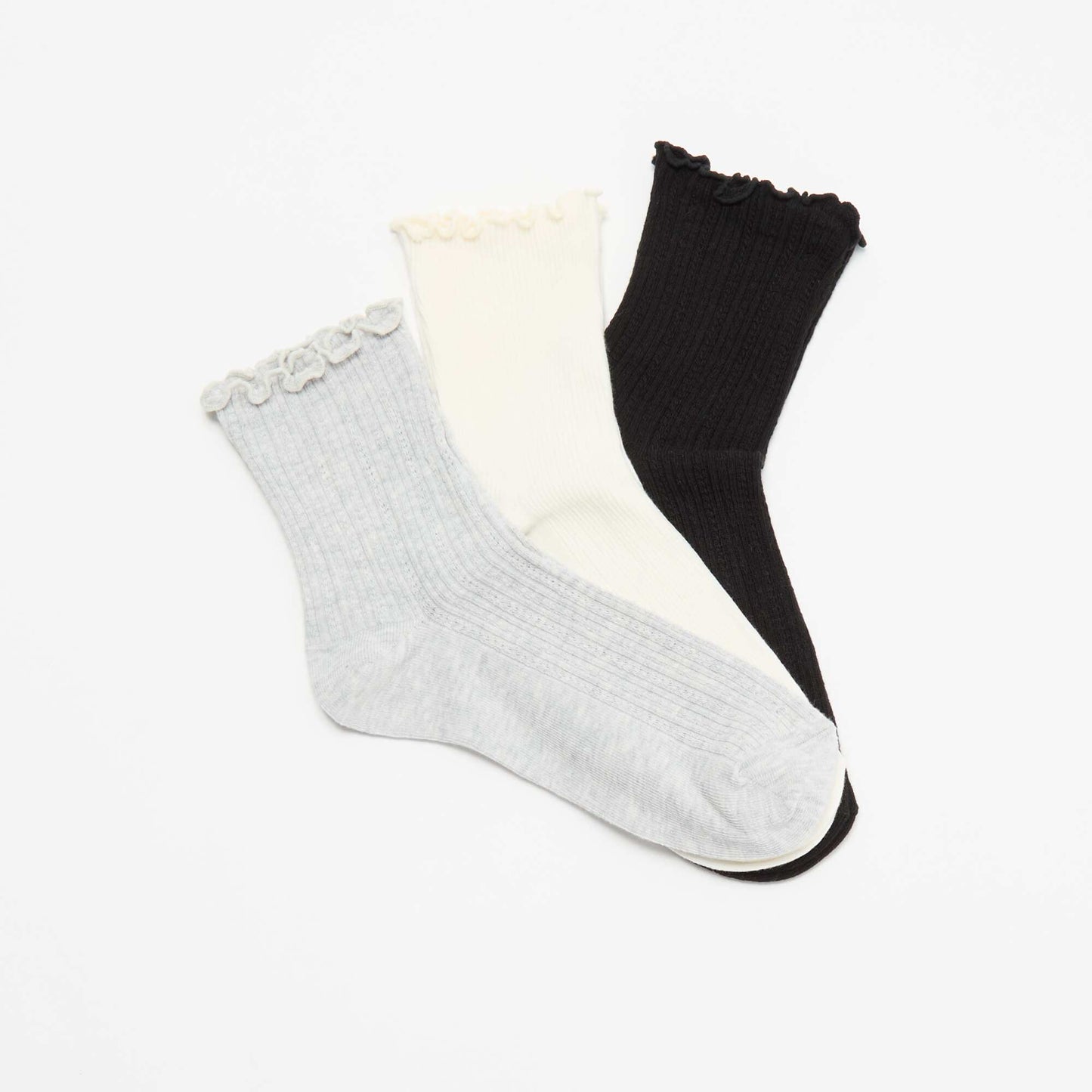 Pack of 3 pairs of pointelle knit socks GREY