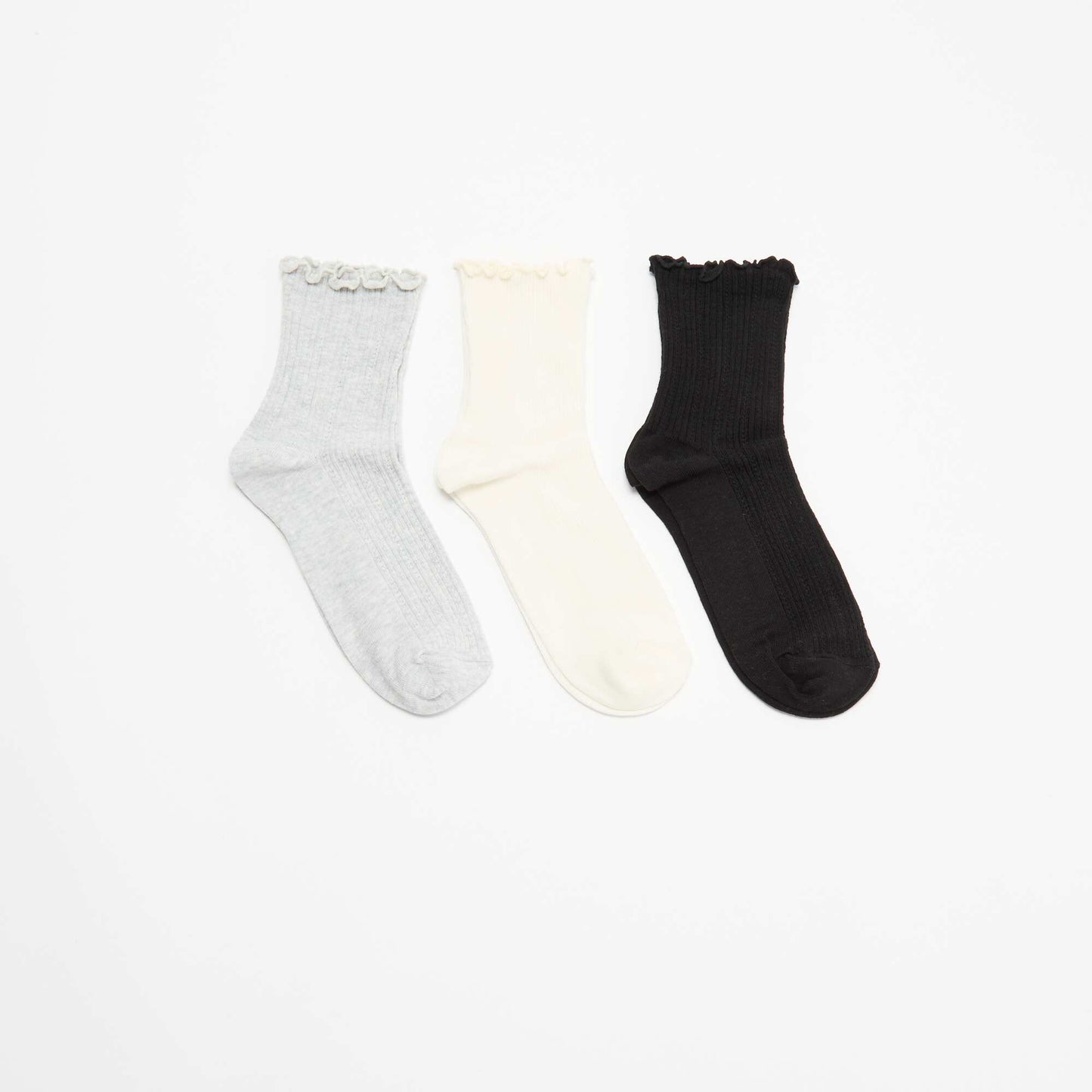 Pack of 3 pairs of pointelle knit socks GREY