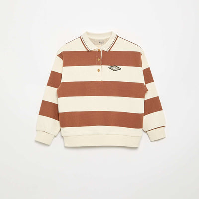 Long-sleeved rugby style polo shirt BEIGE