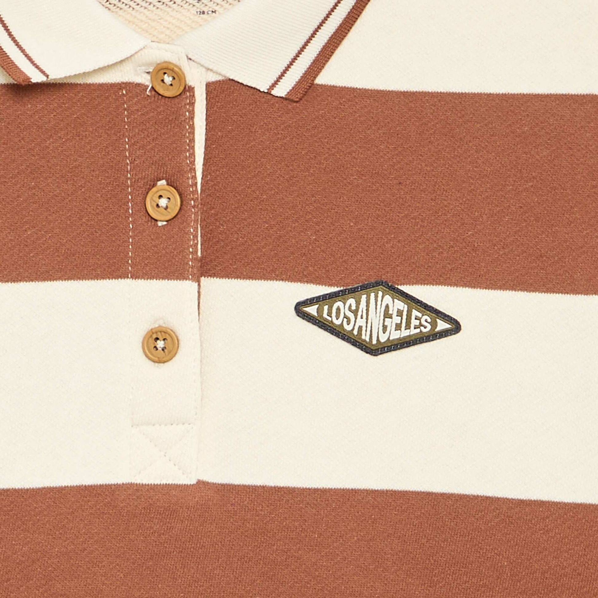 Long-sleeved rugby style polo shirt BEIGE