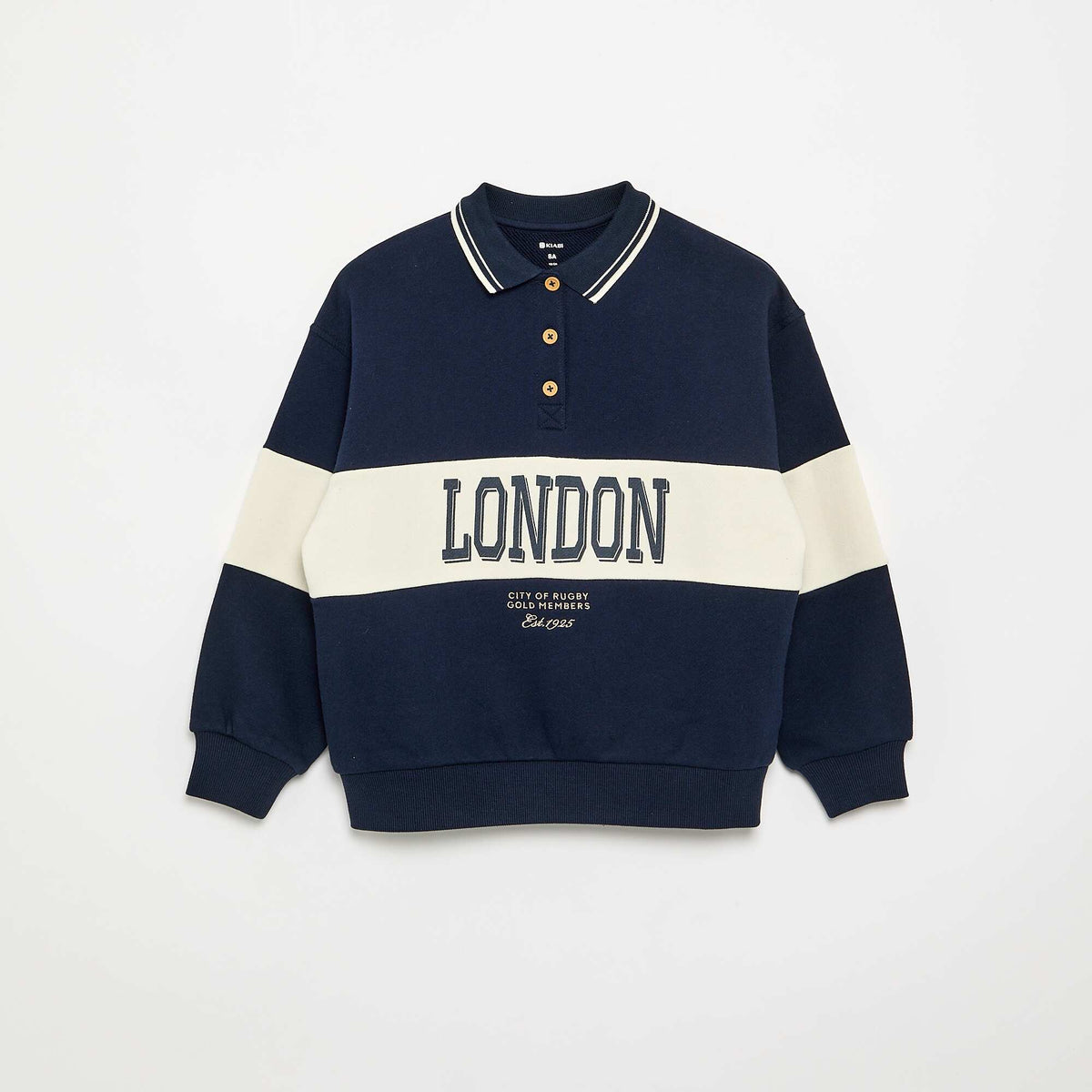 Long-sleeved rugby style polo shirt BLUE