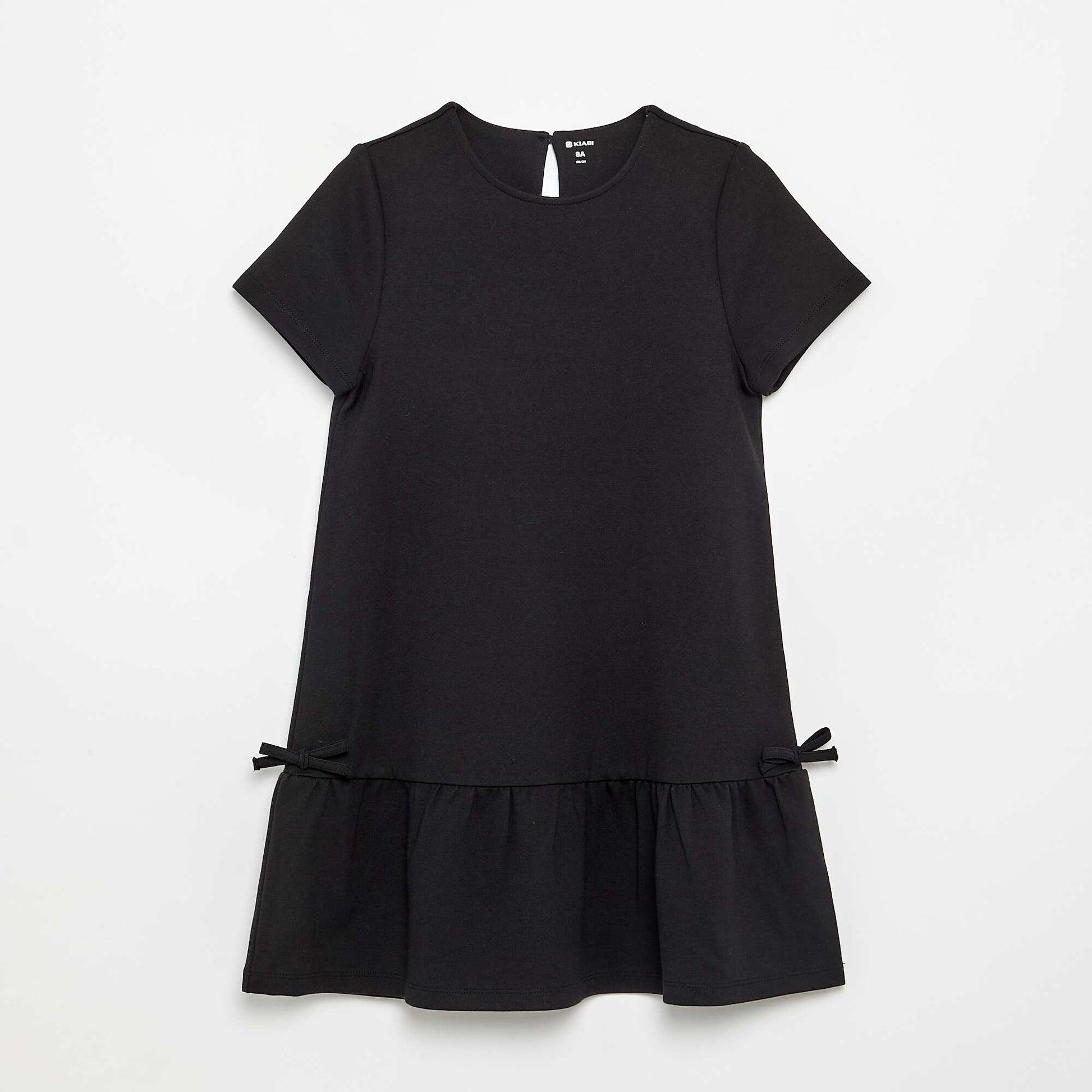 Printed Short-Sleeved Dress BLACK