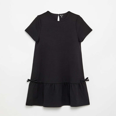 Printed Short-Sleeved Dress BLACK