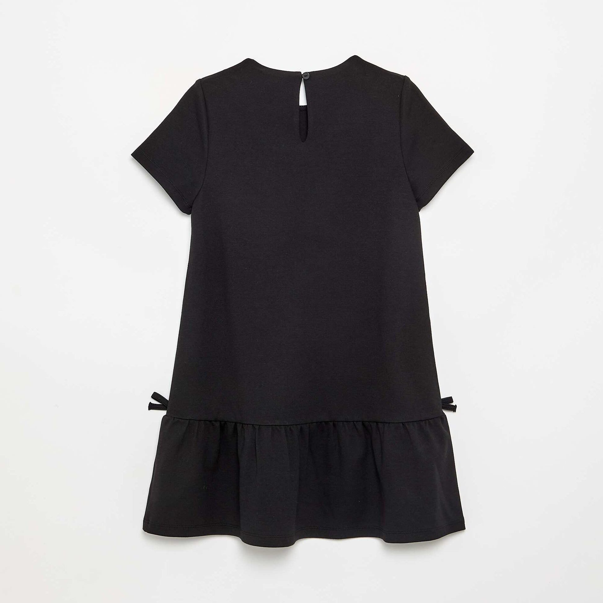 Printed Short-Sleeved Dress BLACK