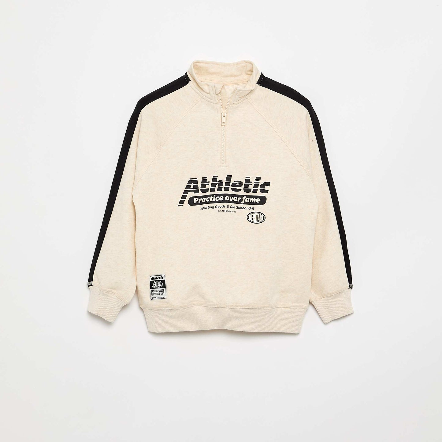 Zip-Neck Sweatshirt BEIGE
